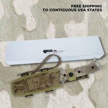 Load image into Gallery viewer, Panther Hunting/Tactical Knife - 6-" Blade - Green-Beige Micarta Handle - Day Forest Camo