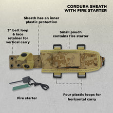 Load image into Gallery viewer, Panther Hunting/Tactical Knife - 6-" Blade - Green-Beige Micarta Handle - Day Forest Camo