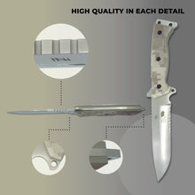 Load image into Gallery viewer, Panther Hunting/Tactical Knife - 6-" Blade - Green-Beige Micarta Handle - Day Forest Camo