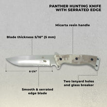 Load image into Gallery viewer, Panther Hunting/Tactical Knife - 6-" Blade - Green-Beige Micarta Handle - Day Forest Camo