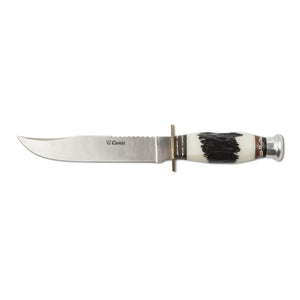 Curel 6" Hunting Knife with Serrations - Synthetic Stag Horn Handle