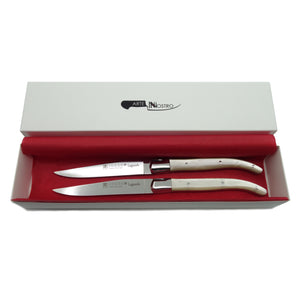 Laguiole Steak Knife - Translucent White Handle (set of 2)