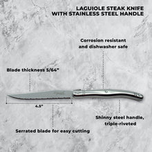 Load image into Gallery viewer, Laguiole Steak Knife Set (6) – Pine Wood Block