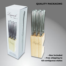 Load image into Gallery viewer, Laguiole Steak Knife Set (6) – Pine Wood Block