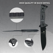 Load image into Gallery viewer, Panther Hunting/Survival Knife - 6” blade – Black-Gray Micarta Handle - Night Camo