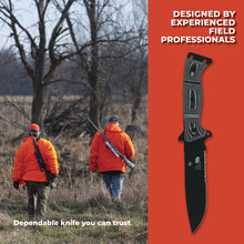 Load image into Gallery viewer, Panther Hunting/Survival Knife - 6” blade – Black-Gray Micarta Handle - Night Camo