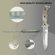 Load image into Gallery viewer, Panther Hunting/Tactical Knife - 6-&quot; Blade - Green-Beige Micarta Handle - Day Forest Camo