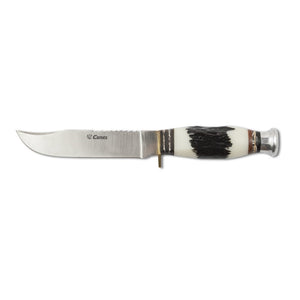 Curel 4-1/2" Serrated Hunting Knife - Synthetic Stag Horn Handle