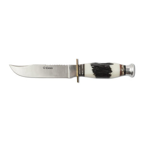 Curel 5-1/2" Serrated Hunting Knife - Synthetic Stag Horn Handle