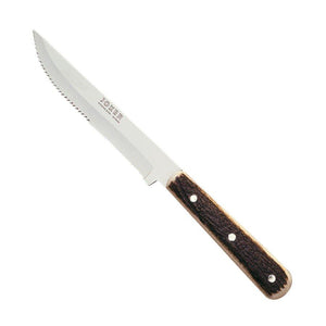 Joker Luxury 8-3/4" Country Steak Knife - Stag Horn Handle - Serrated Edge