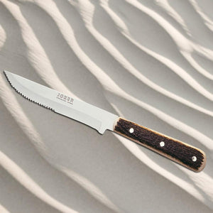 Joker Luxury 8-3/4" Country Steak Knife - Stag Horn Handle - Serrated Edge