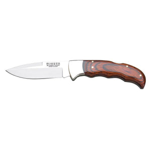 Collie 3-1/2" Drop Point Folding Knife - Red Stamina Wood Handle