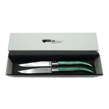 Load image into Gallery viewer, Laguiole Steak Knife - Translucent Green Handle (set of 2)