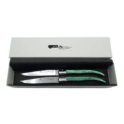 Laguiole Steak Knife - Translucent Green Handle (set of 2)