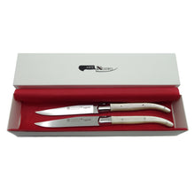 Load image into Gallery viewer, Laguiole Steak Knife - Translucent White Handle (set of 2)