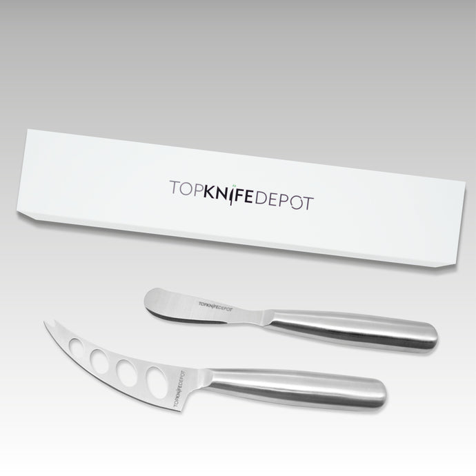 TopKnife 2-Pc Soft Cheese Knife Set - Magnetic Box Included
